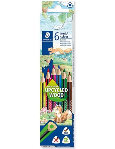Crayons de couleur triangulaires Staedtler Noris Colour 187, lot de 6 – Incassables – Couleurs assorties