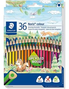 Crayons de couleur triangulaires Staedtler Noris Colour 187, lot de 36, résistants à la casse, couleurs assorties