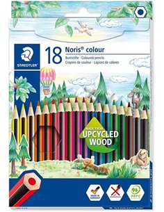 Crayons de couleur hexagonaux Staedtler Noris Colour 185, lot de 18, résistants à la casse, couleurs assorties