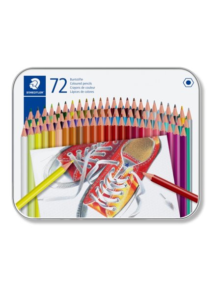 Boîte métallique Staedtler 175 de 36 crayons de couleur hexagonaux - Couleurs assorties