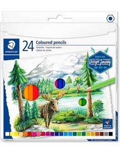 Crayons de couleur Staedtler 146C, paquet de 24, mine tendre, couleurs assorties