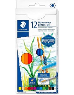 Crayons de couleur aquarelle Staedtler 146 10C, lot de 12, incassables, couleurs assorties