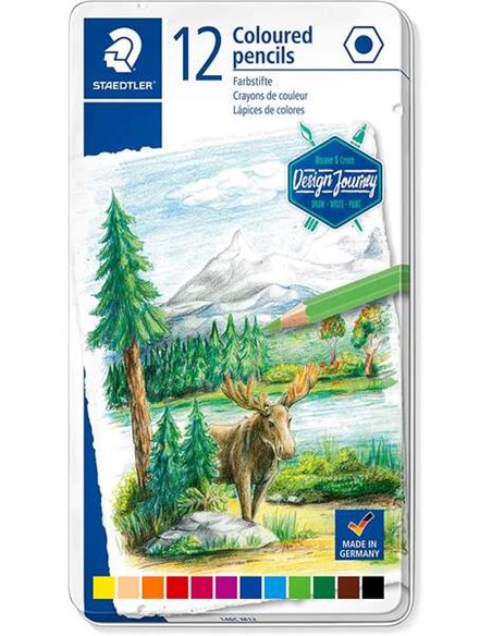 Crayons de couleur Staedtler 146C, paquet de 12, mine tendre, couleurs assorties
