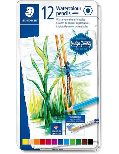 Crayons de couleur aquarelle Staedtler 146 10C, lot de 12, incassables, couleurs assorties