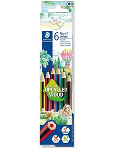 Crayons de couleur hexagonaux Staedtler Noris Colour 185, lot de 6 – Résistants à la casse – Matériau Wopex – Couleurs assorties