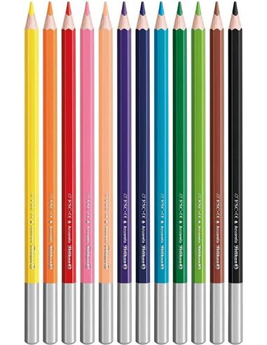 Coffret Pelikan de 12 crayons hexagonaux avec pinceau - Mine anti-casse - Aquarelle - Pinceau inclus - FSC