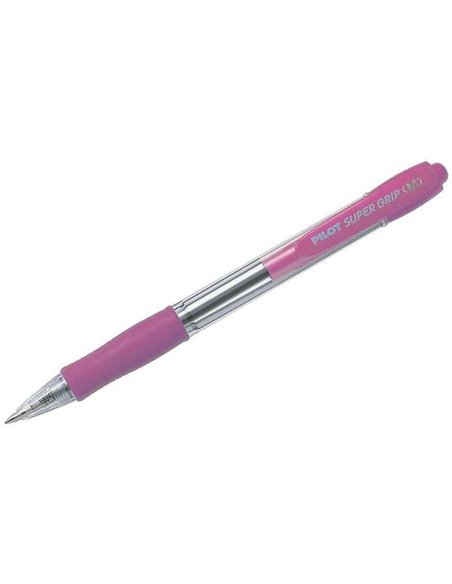 Stylo à bille rétractable Pilot SuperGrip - Pointe 1,0 mm - Trait 0,27 mm - Encre à l'huile - Poignée ergonomique - Rose
