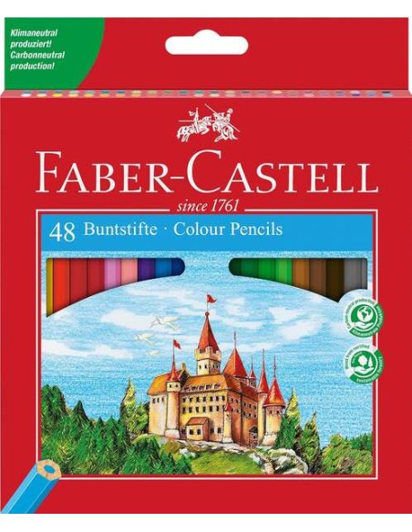 Crayons de couleur hexagonaux Faber-Castell Classic Colour, lot de 48 – Incassables – Couleurs assorties
