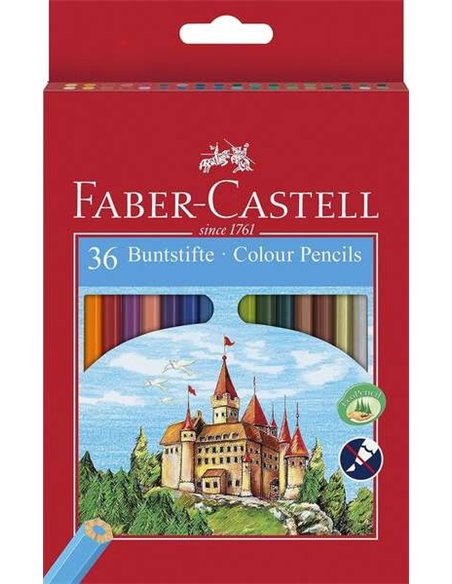 Crayons de couleur hexagonaux Faber-Castell Classic Colour, lot de 36 – Incassables – Couleurs assorties