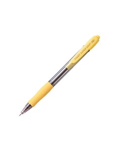Stylo à bille rétractable Pilot SuperGrip - Pointe ronde 1,0 mm - Trait 0,27 mm - Encre à l'huile - Poignée ergonomique - Jaune