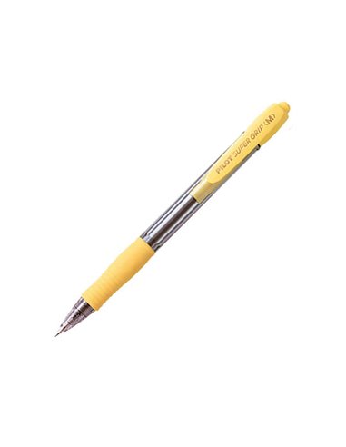 Stylo à bille rétractable Pilot SuperGrip - Pointe ronde 1,0 mm - Trait 0,27 mm - Encre à l'huile - Poignée ergonomique - Jaune