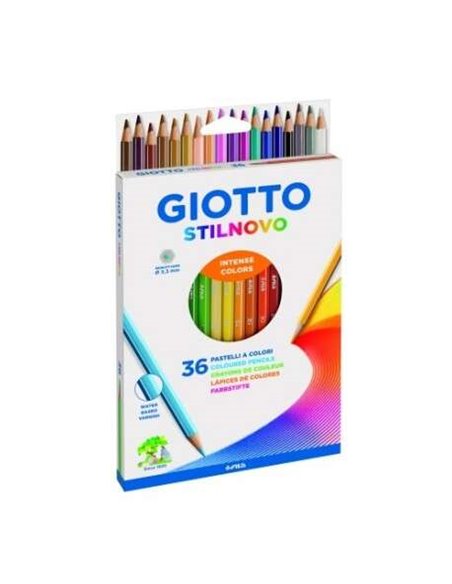 Giotto Stilnovo Lot de 36 crayons de couleur hexagonaux - Mine 3,3 mm - Bois - Couleurs assorties