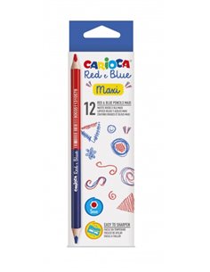 Carioca Maxi Pack de 12 crayons à papier - Corps hexagonal laqué - Mine 5 mm - Couleur bleu/rouge