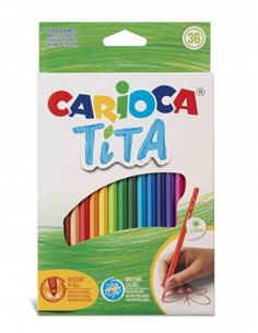 Carioca Tita Lot de 36 crayons en résine - Corps hexagonal - Couleurs vives et lavables - Écriture douce - Mine de 3 mm, sûre et