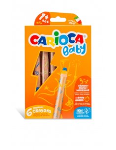 Carioca Baby 1+ Lot 3 en 1 de 6 crayons - Crayons de cire et d'aquarelle en un - Corps extra large - Aquarellable - Taille-crayo
