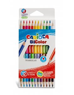 Lot de 12 crayons triangulaires Carioca - Mine de haute qualité - Haute résistance à la casse - Faciles à tailler - Couleurs viv