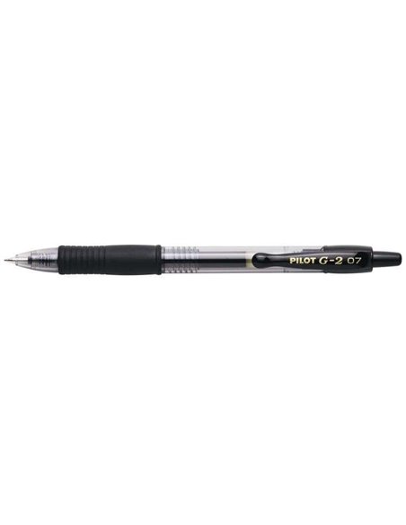 Stylo roller à encre gel rétractable Pilot G2 - Rechargeable - Pointe ronde 0,7 mm - Trait 0,32 mm - Poignée ergonomique - Noir