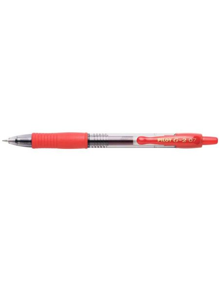 Stylo roller à encre gel rétractable Pilot G2 - Rechargeable - Pointe ronde 0,7 mm - Trait 0,32 mm - Poignée ergonomique - Rouge