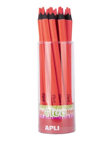 Crayons triangulaires Apli Jumbo Fluor, épaisseur 5 mm - Meilleure prise en main et plus grande couverture - Couleur rouge fluor