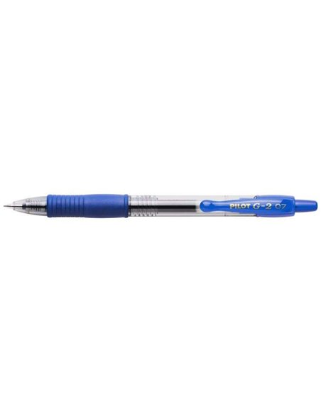Stylo roller à encre gel rétractable Pilot G2 - Rechargeable - Pointe ronde 0,7 mm - Trait 0,32 mm - Poignée ergonomique - Bleu