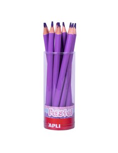 Crayons pastel géants Apli lilas – Mine 5 mm – Forme triangulaire pour enfants – Diamètre 10 mm – Longueur 170 mm – Lot de 18 un
