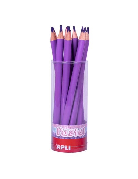 Crayons pastel géants Apli lilas – Mine 5 mm – Forme triangulaire pour enfants – Diamètre 10 mm – Longueur 170 mm – Lot de 18 un