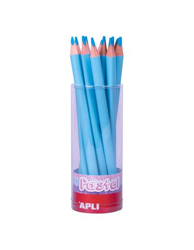Crayons pastel géants Apli bleus – Mine 5 mm – Forme triangulaire pour enfants – Diamètre 10 mm – Longueur 170 mm – Lot de 18 un