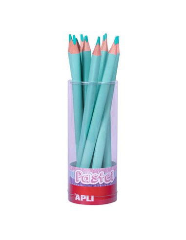 Crayons de couleur pastel turquoise Jumbo Apli – Mine 5 mm – Forme triangulaire pour enfants – Diamètre 10 mm – Lot de 18 unités