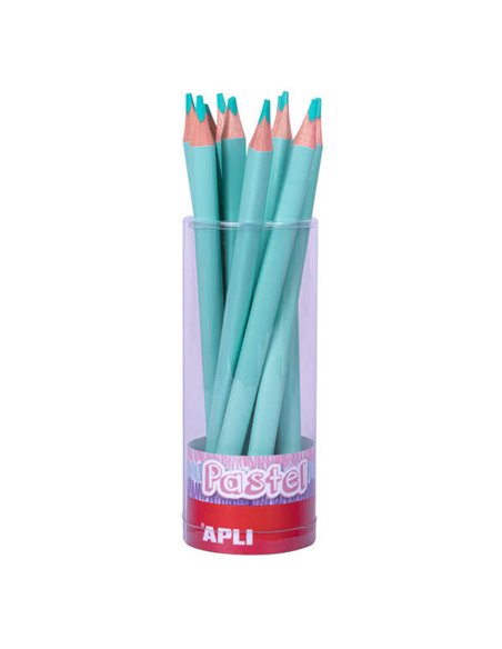 Crayons de couleur pastel turquoise Jumbo Apli – Mine 5 mm – Forme triangulaire pour enfants – Diamètre 10 mm – Lot de 18 unités
