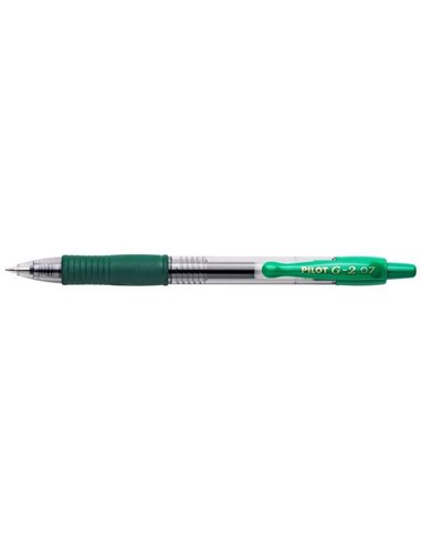 Stylo roller à encre gel rétractable Pilot G2 - Rechargeable - Pointe ronde 0,7 mm - Trait 0,32 mm - Poignée ergonomique - Vert