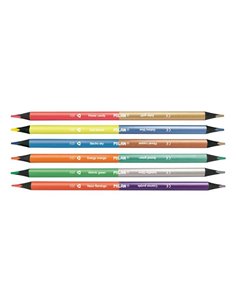 Lot de 6 crayons bicolores triangulaires Milan - Mine 2,9 mm - Forme ergonomique - Incassables - Couleurs fluorescentes et métal