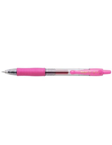Stylo roller à encre gel rétractable Pilot G2 - Rechargeable - Pointe ronde 0,7 mm - Trait 0,32 mm - Poignée ergonomique - Rose