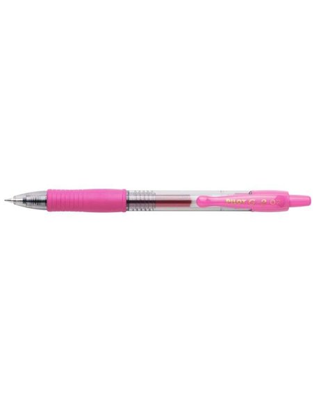 Stylo roller à encre gel rétractable Pilot G2 - Rechargeable - Pointe ronde 0,7 mm - Trait 0,32 mm - Poignée ergonomique - Rose