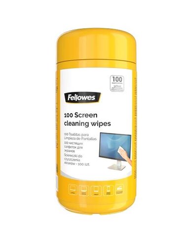 Pack de 100 lingettes nettoyantes pour écran Fellowes