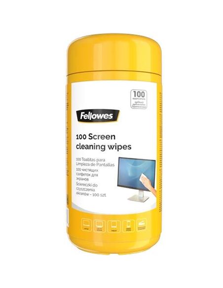 Pack de 100 lingettes nettoyantes pour écran Fellowes