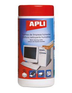 Lingettes humides antistatiques Apli - 100 unités - Nettoyage et amélioration des performances des équipements électroniques
