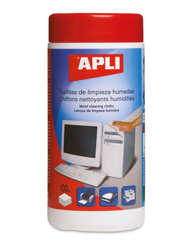 Lingettes humides antistatiques Apli - 100 unités - Nettoyage et amélioration des performances des équipements électroniques
