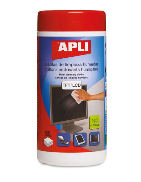 Lingettes humides antistatiques Apli - 100 unités - Nettoyage et amélioration des performances des équipements électroniques - I
