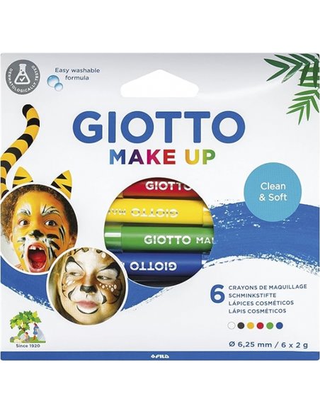 Giotto Make Up Classic Pack de 6 crayons cosmétiques - Se rince à l'eau - Testé dermatologiquement - Couleurs classiques assorti