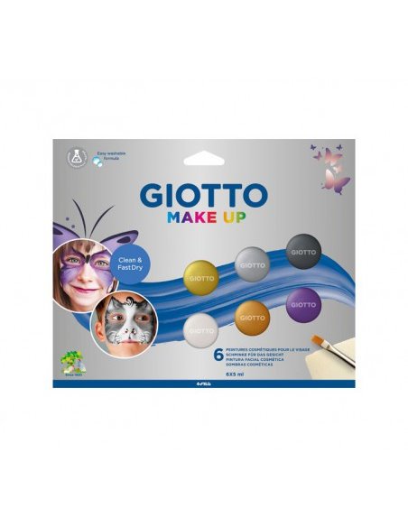 Giotto Make Up Metallic Pack de 6 fonds de teint - Se rince à l'eau - Testé dermatologiquement - Couleurs métalliques assorties