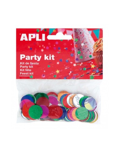 Sachet de confettis ronds métalliques Apli - Idéal pour les fêtes et les loisirs créatifs - Couleurs assorties