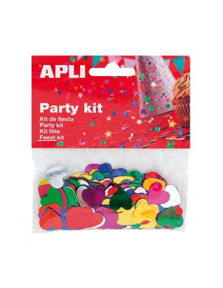 Sachet de confettis cœur métallisé Apli - Idéal pour fêtes et célébrations - Couleurs assorties