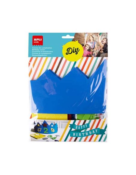 Couronne d'anniversaire en mousse EVA Apli Kids - Comprend des chiffres adhésifs de 0 à 9 et 24 formes en mousse EVA adhésive pa