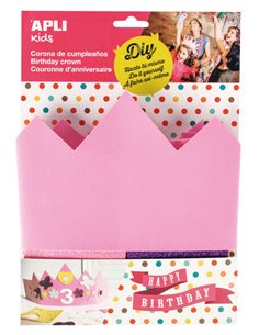 Couronne d'anniversaire en mousse EVA Apli Kids - Comprend des chiffres adhésifs de 0 à 9 et 24 formes en mousse EVA adhésives a