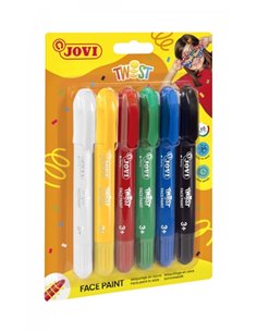 Lot de 6 bâtons de peinture pour le visage Jovi Twist - À base d'eau - Excellente couvrance - Séchage rapide - Facile à enlever 