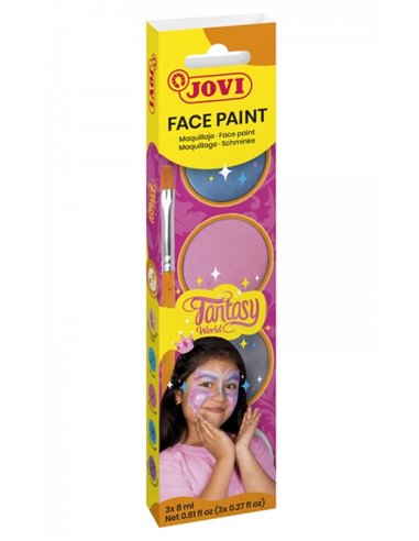 Trousse de maquillage crème Jovi Fantasy - Hypoallergénique - Application facile - Comprend une éponge et un pinceau - Couleurs 