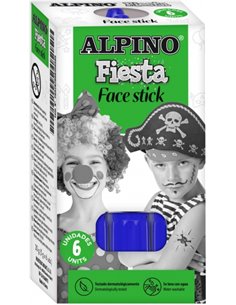 Pack de 6 bâtons de maquillage visage Alpino Fiesta - Système rotatif rétractable - Se rince à l'eau - Testé dermatologiquement 