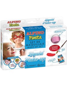 Pack Alpino Fiesta de 8 flacons de maquillage liquide de différentes couleurs + pinceau + guide d'idées - Se rince à l'eau - Tes