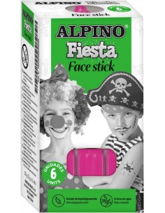 Pack de 6 bâtons de maquillage visage Alpino Fiesta - Système rotatif rétractable - Se rince à l'eau - Testé dermatologiquement 