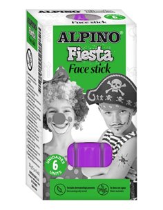 Pack de 6 bâtons de maquillage visage Alpino Fiesta - Système rotatif rétractable - Se rince à l'eau - Testé dermatologiquement 